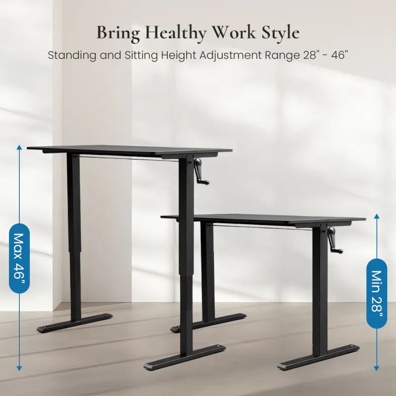 PureDesk™ Manual Standing Desk - Adjustable Height, Solid Frame