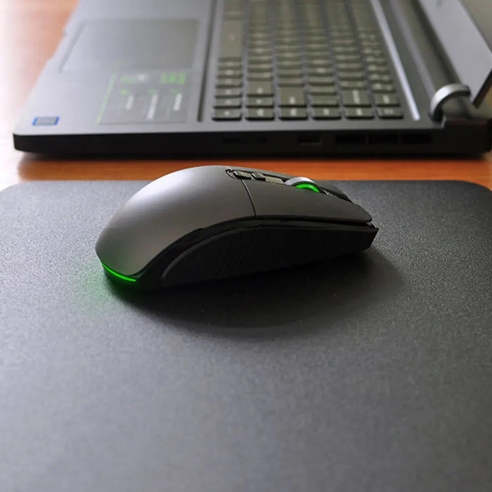 PureDesk compact mouse pad with laptop and mouse