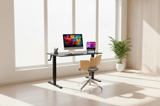 PureDesk™ Manual Standing Desk - Adjustable Height, Solid Frame