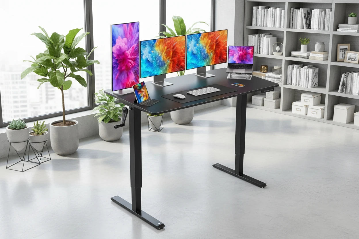 PureDesk™ Manual Standing Desk - Adjustable Height, Solid Frame